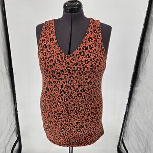 6025-2 Torrid rust brown leopard animal stretch Tank top Cami size 2 14/16 XL